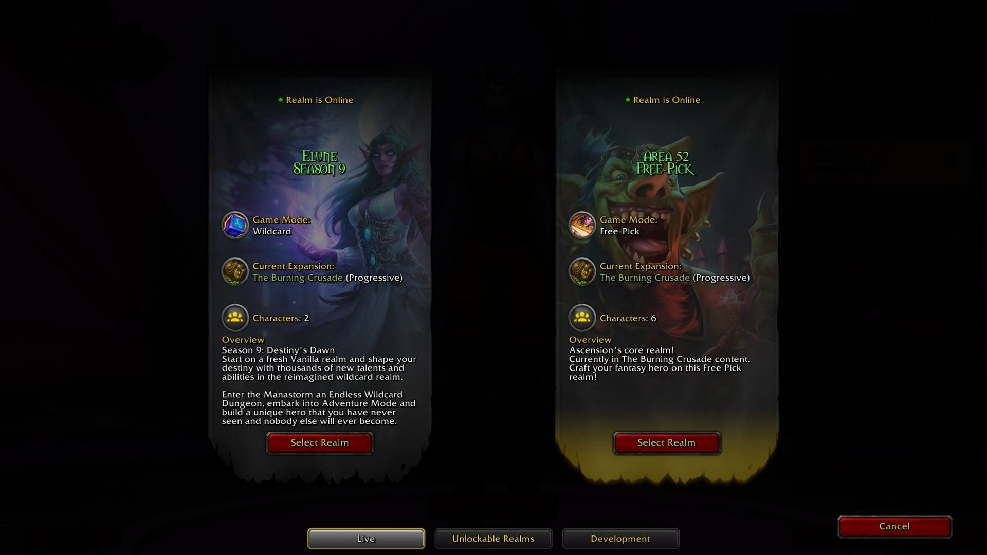 There are plenty of ways to play on these two servers alone (Image via Blizzard Entertainment)